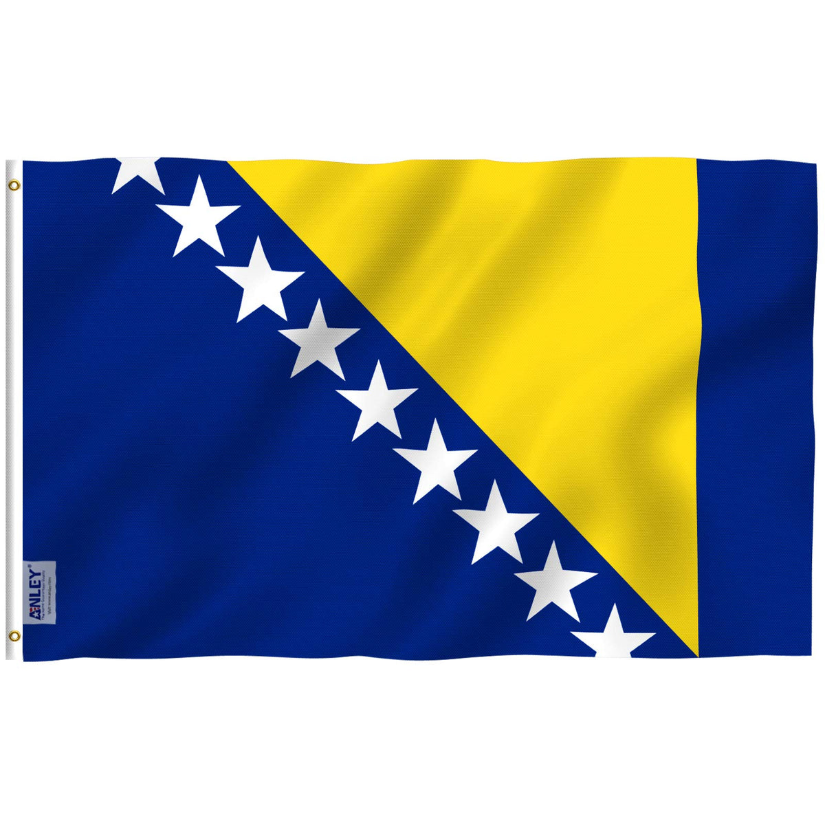 Anley Fly Breeze 3x5ft Bosnia and Herzegovina flag fluttering outdoors with vivid color
