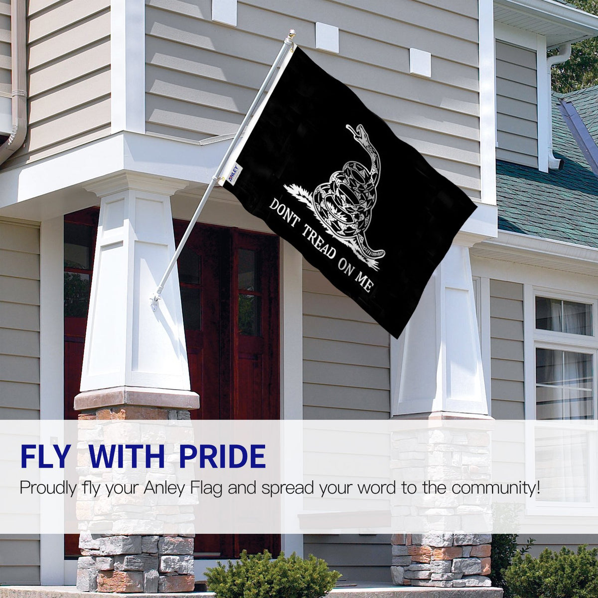 Anley flag with canvas header and brass grommets for outdoor mounting.