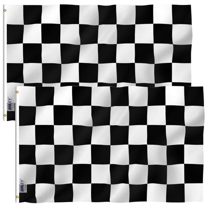 Anley Fly Breeze checkered flag front view with vivid colors for outdoor use.