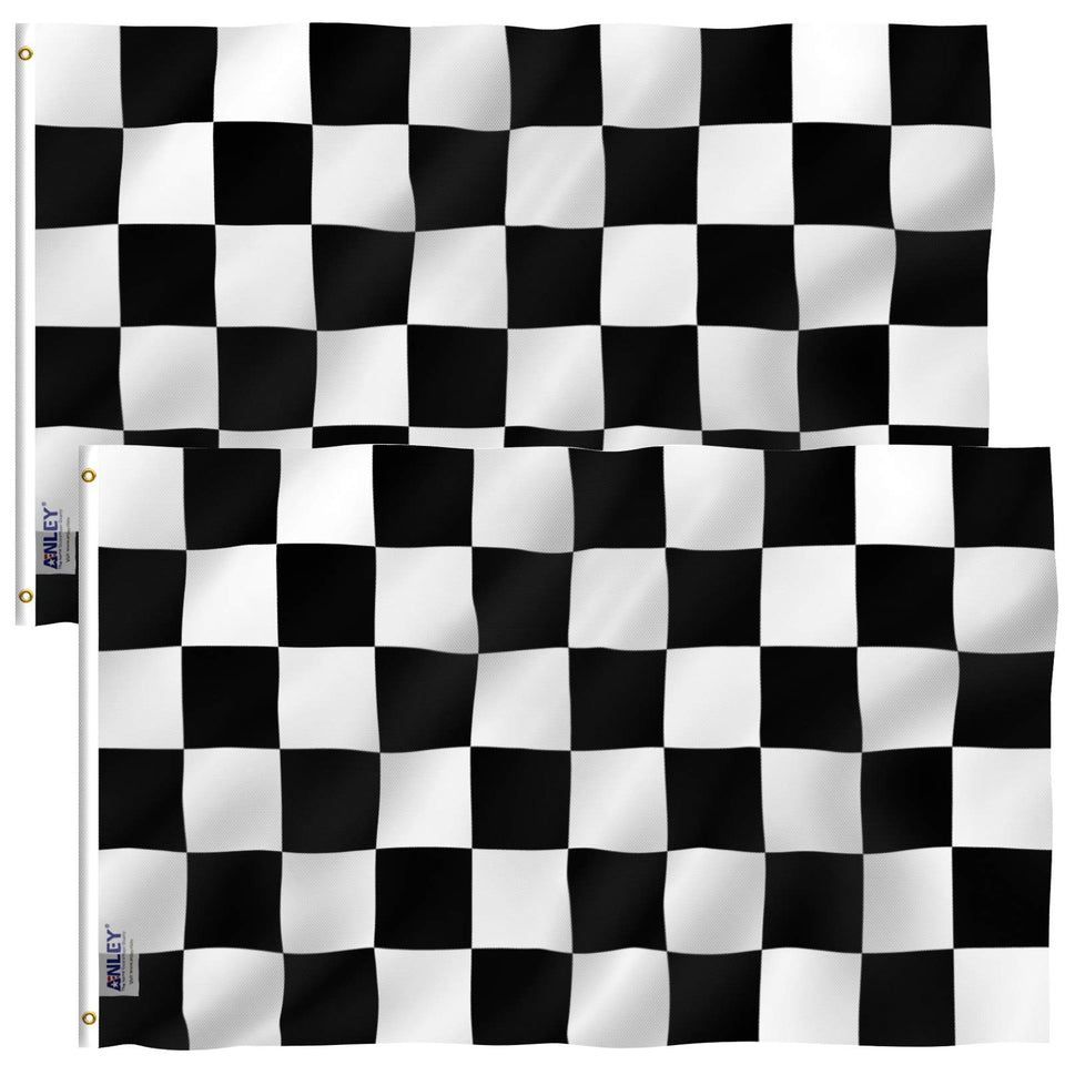 Anley Fly Breeze checkered flag front view with vivid colors for outdoor use.