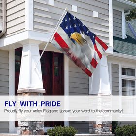 Anley Fly Breeze bald eagle flag close-up print for crisp, fade-resistant visuals
