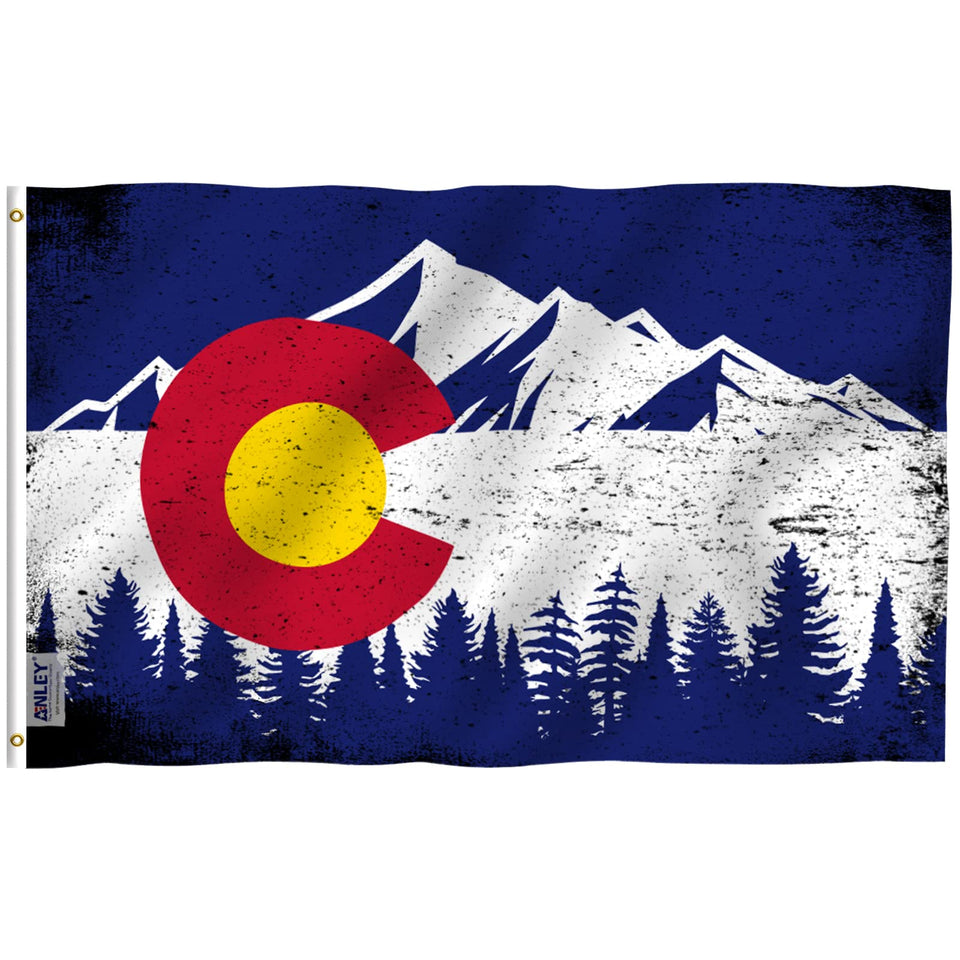 Anley Fly Breeze Colorado flag with canvas header, ideal for durable outdoor mounting.