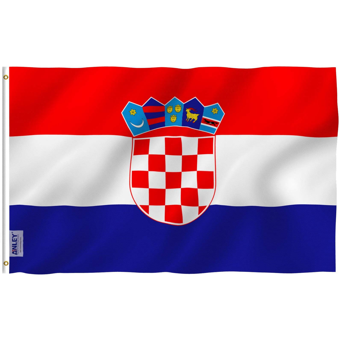 Anley Fly Breeze Croatia flag in full outdoor view with vivid colors.