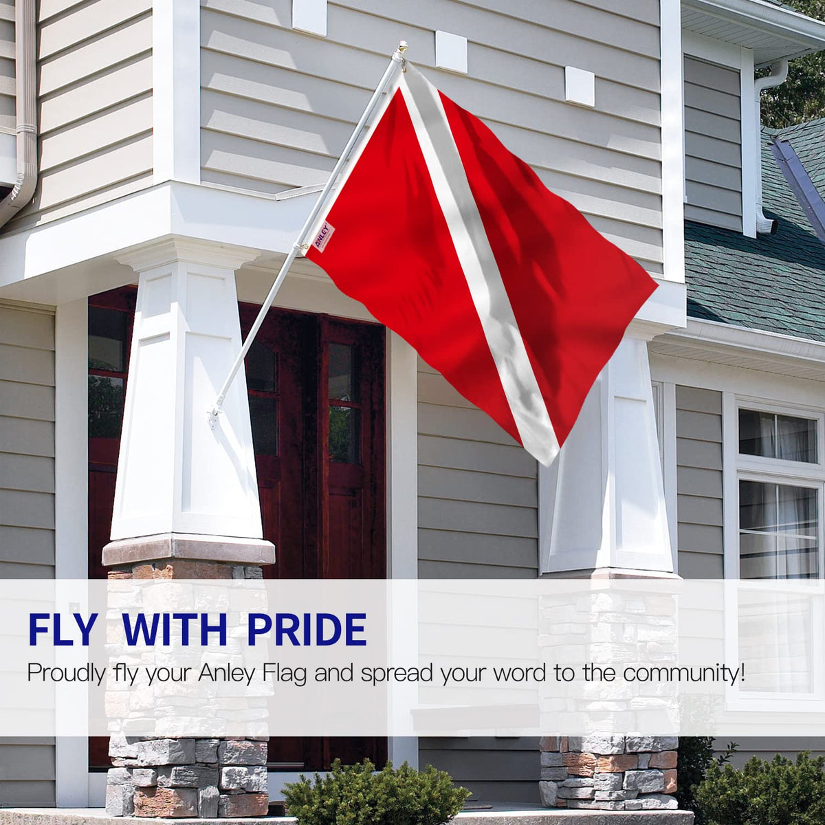 Detail of the canvas header on the Anley Fly Breeze Diver Down Flag highlighting sturdy construction.