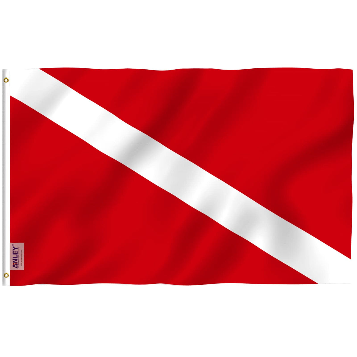 Anley Fly Breeze Diver Down Flag front view shows bright, fade-resistant colors for water signaling.