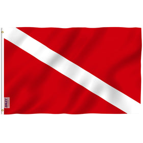 Anley Fly Breeze Diver Down Flag front view shows bright, fade-resistant colors for water signaling.