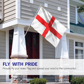 Anley Fly Breeze England flag close-up showing sharp print and fade resistance.