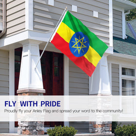 Anley Fly Breeze Ethiopia flag showing canvas header for durable mounting.