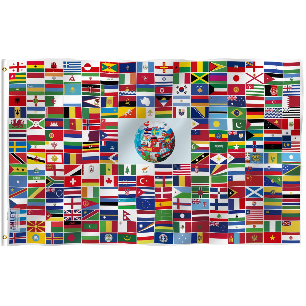 Anley Fly Breeze Global World Flag shows vivid color for outdoor display.