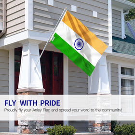 Anley Fly Breeze India flag close-up shows fade-proof print.