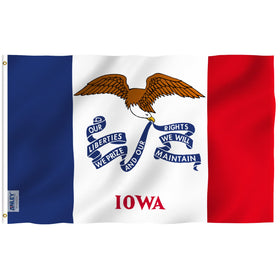 Anley Fly Breeze Iowa State flag close-up showing bright fade-proof colors.