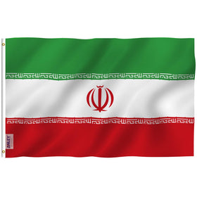 Anley Fly Breeze Iran flag 3x5 full view for outdoor displays in light wind.