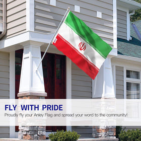 Anley Iran flag close-up shows vivid print and fade-resistant colors.