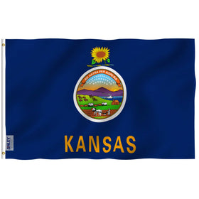 Anley Fly Breeze Kansas flag with canvas header for durable outdoor display