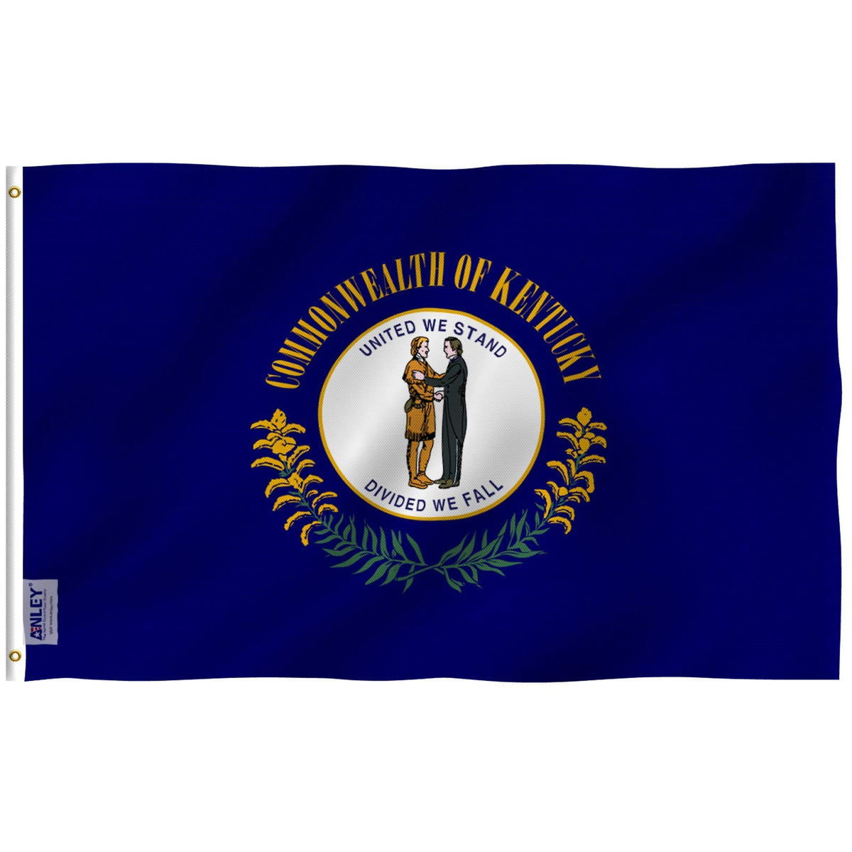Anley Fly Breeze Kentucky flag 3x5 waving in light breeze for porch display