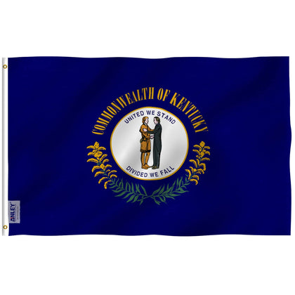 Anley Fly Breeze Kentucky flag 3x5 waving in light breeze for porch display
