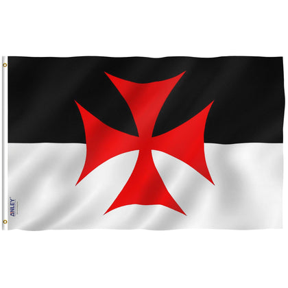 Anley Fly Breeze Knights Templar flag, front view, outdoor display