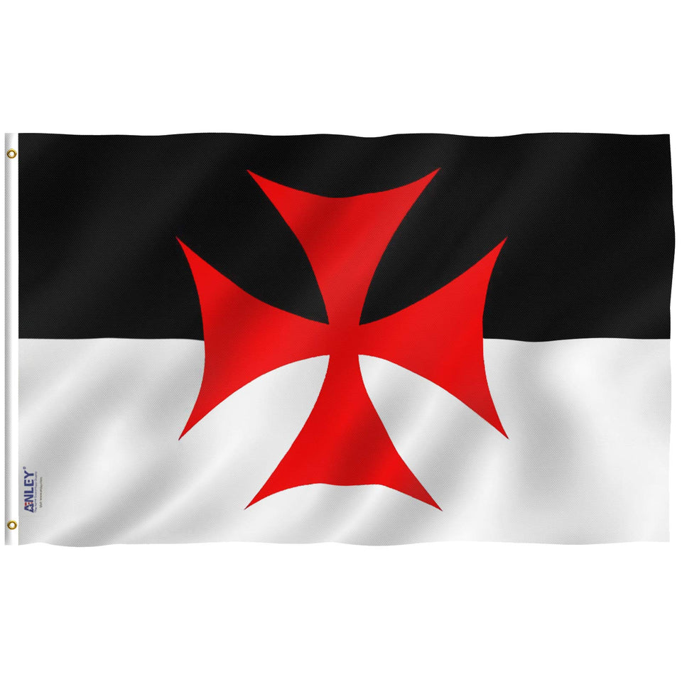 Anley Fly Breeze Knights Templar flag, front view, outdoor display