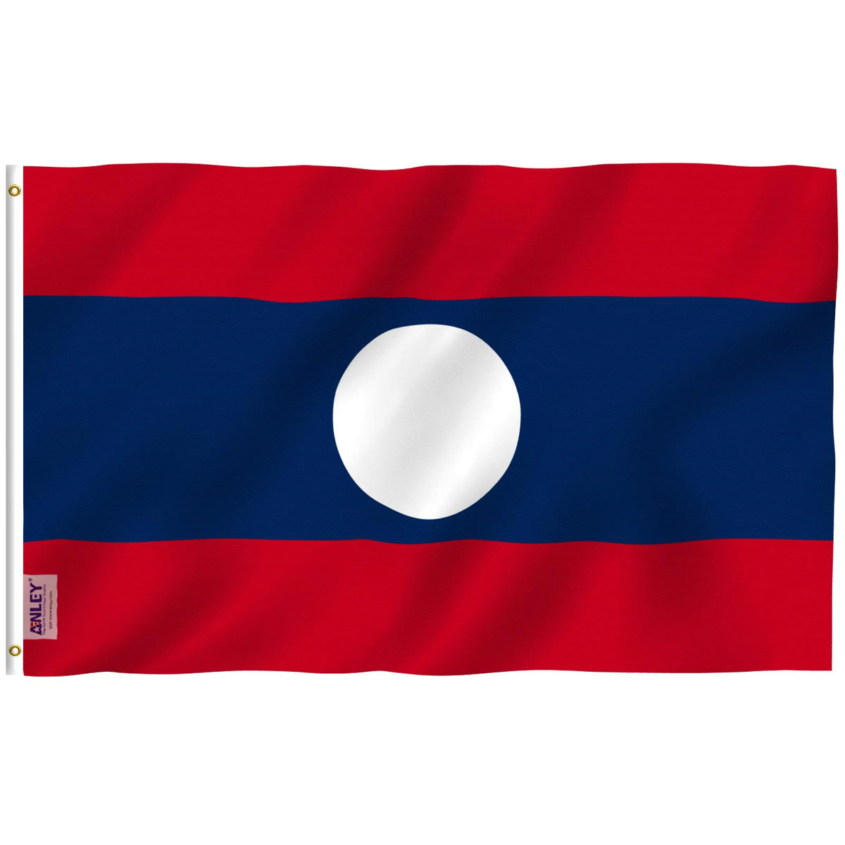 Anley Fly Breeze Laos flag with canvas header for durable outdoor display.