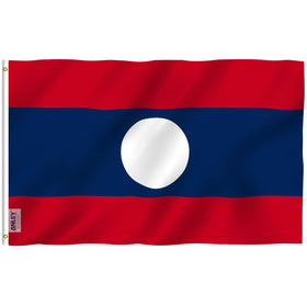 Anley Fly Breeze Laos flag with canvas header for durable outdoor display.