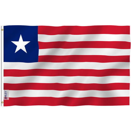 Anley Fly Breeze Liberia flag front view with vivid outdoor color.
