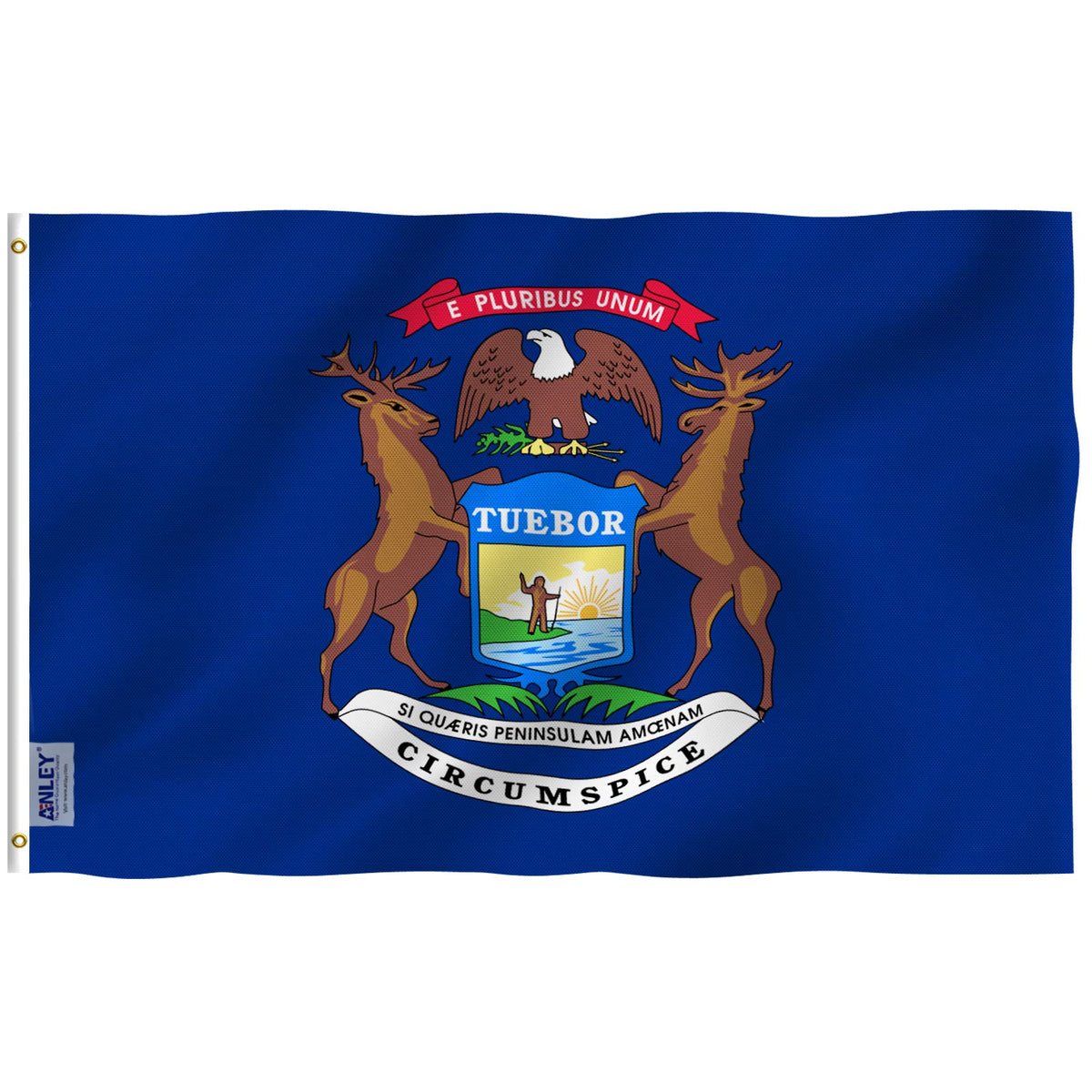 Anley Fly Breeze Michigan State flag 3x5 with vivid outdoor colors