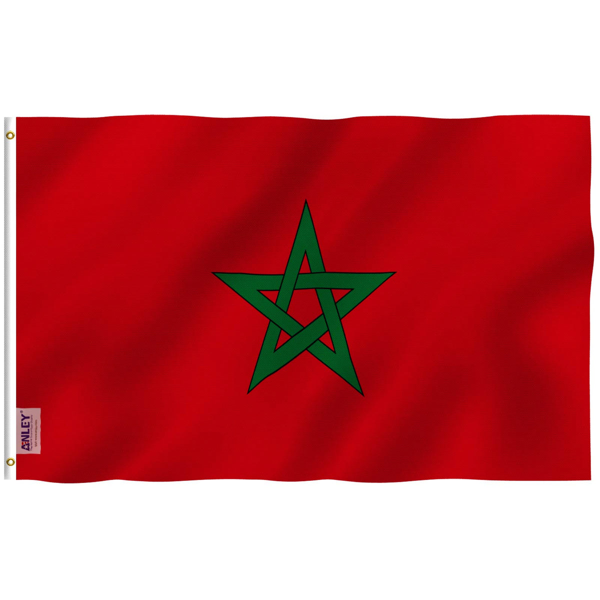Anley Fly Breeze 3x5 Morocco flag with vivid outdoor color display.