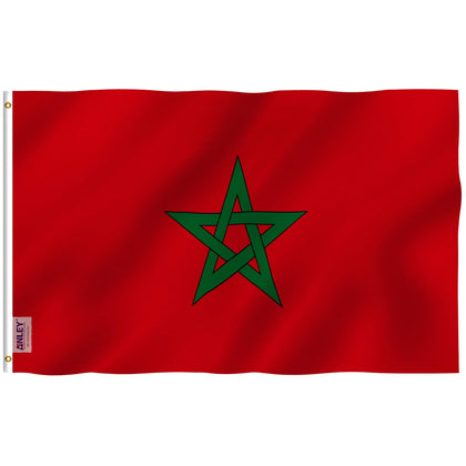 Anley Fly Breeze 3x5 Morocco flag with vivid outdoor color display.