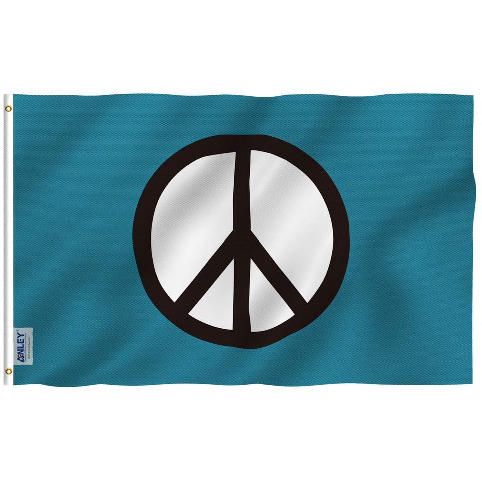 ANLEY Fly Breeze Peace Flag 3x5 overview shows vivid outdoor color for display.