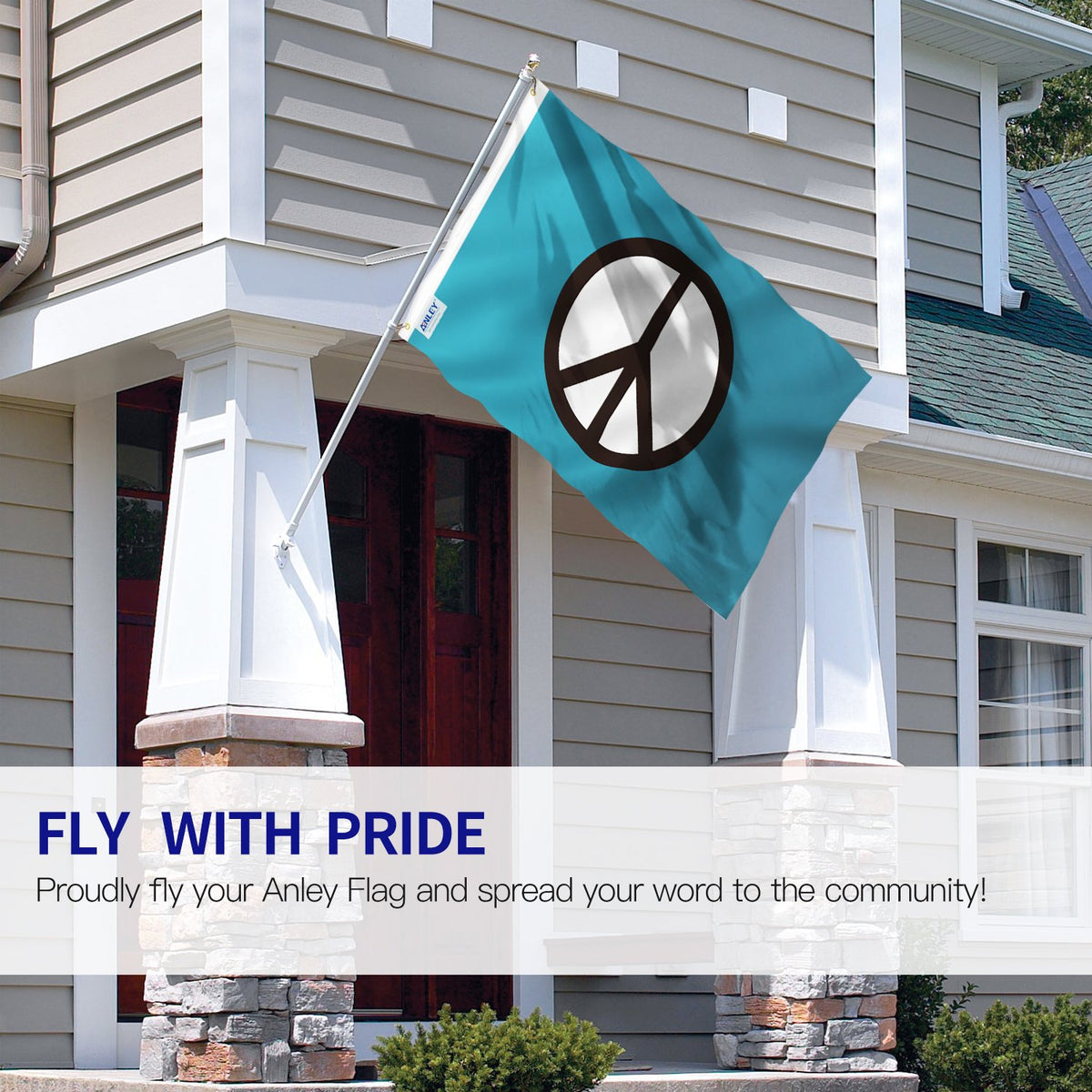 ANLEY Fly Breeze Peace Flag - canvas header detail supports long outdoor display.
