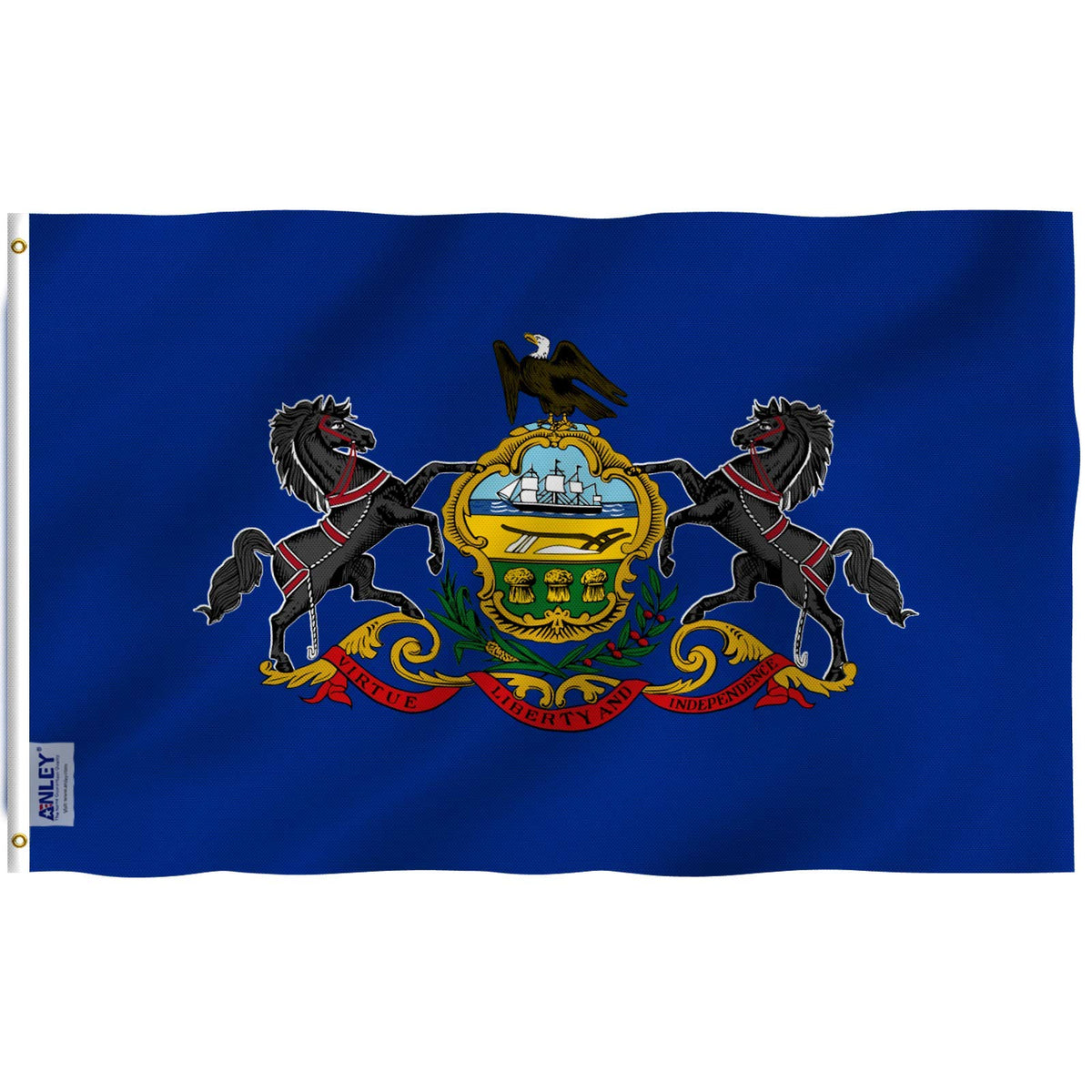 Anley Fly Breeze Pennsylvania state flag 3x5 with vivid outdoor colors and low-wind design.