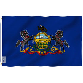 Anley Fly Breeze Pennsylvania state flag 3x5 with vivid outdoor colors and low-wind design.