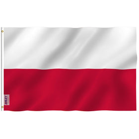 Anley Fly Breeze Poland flag close-up stitching highlights durable craftsmanship for outdoor displays.