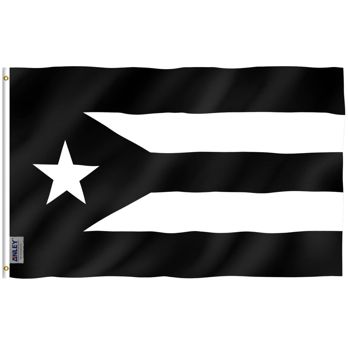 Anley Fly Breeze Puerto Rico flag 3x5 front view with vivid color in mild wind.