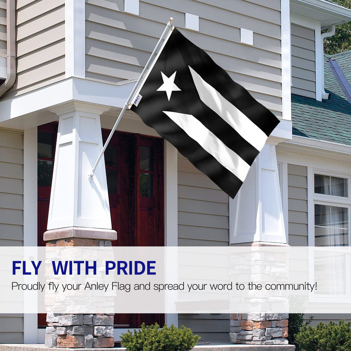 Anley Fly Breeze Puerto Rico flag stitching closeup highlights reinforced double stitching for durability.