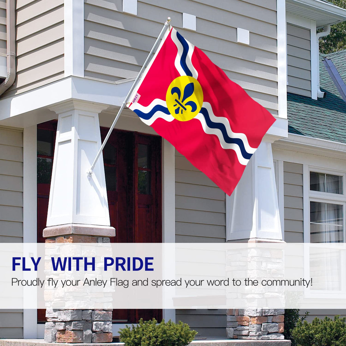 Anley Fly Breeze Saint Louis flag with canvas header for durable outdoor mounting