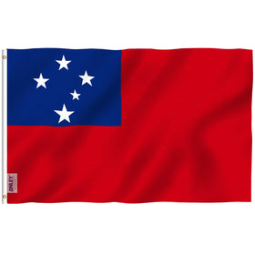 Anley Fly Breeze Samoa flag front view shows vivid outdoor colors and 3x5 ft size.