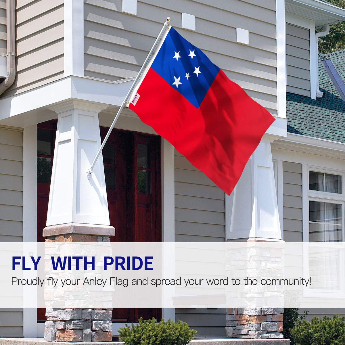 Anley Fly Breeze Samoa flag stitching close-up highlights durable double stitching.