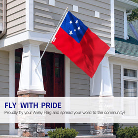 Anley Fly Breeze Samoa flag stitching close-up highlights durable double stitching.