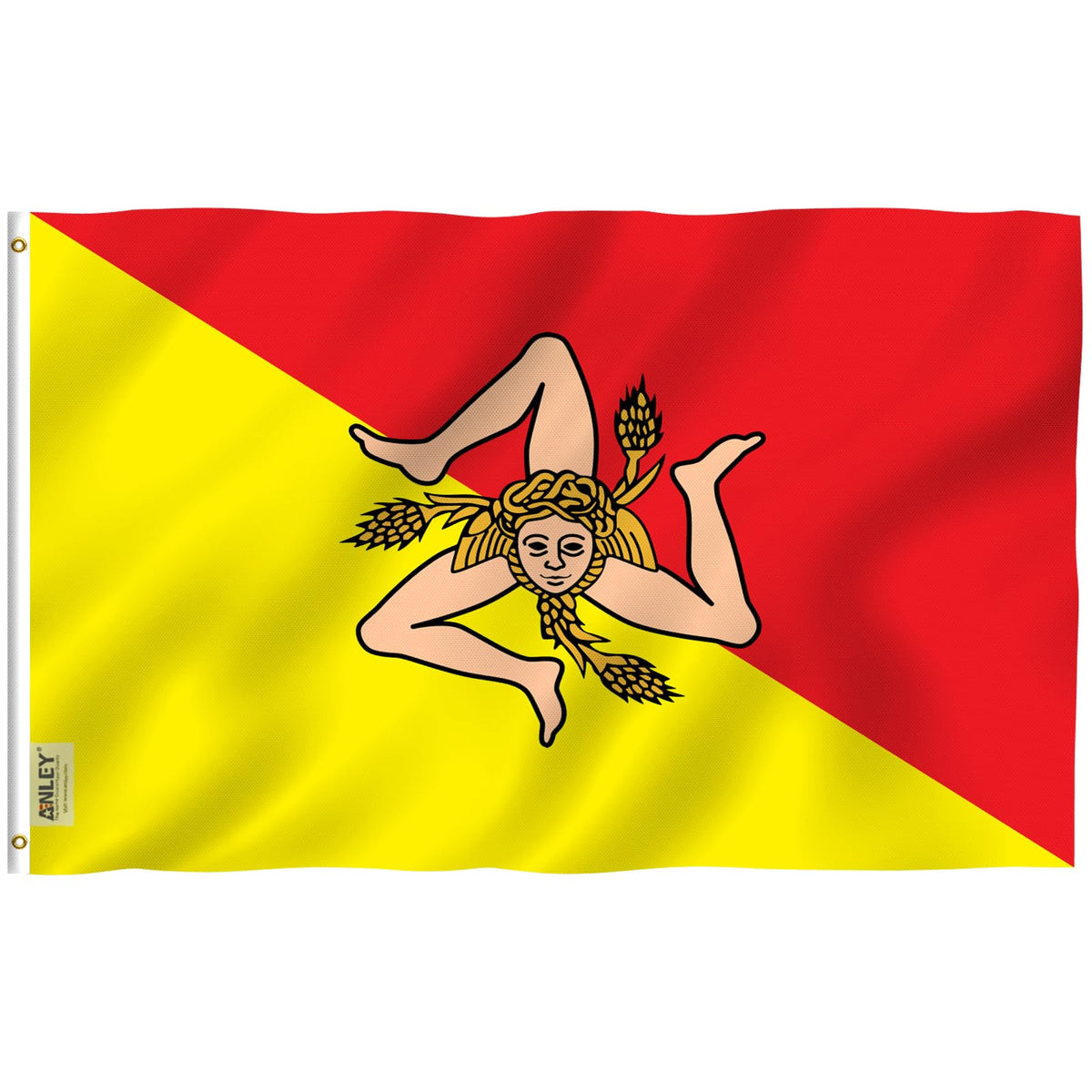 ANLEY Fly Breeze Sicily flag front view displays bright colors with durable stitching