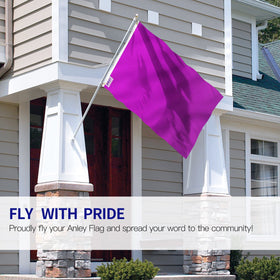 Anley Fly Breeze purple flag close-up shows fade-proof dye.
