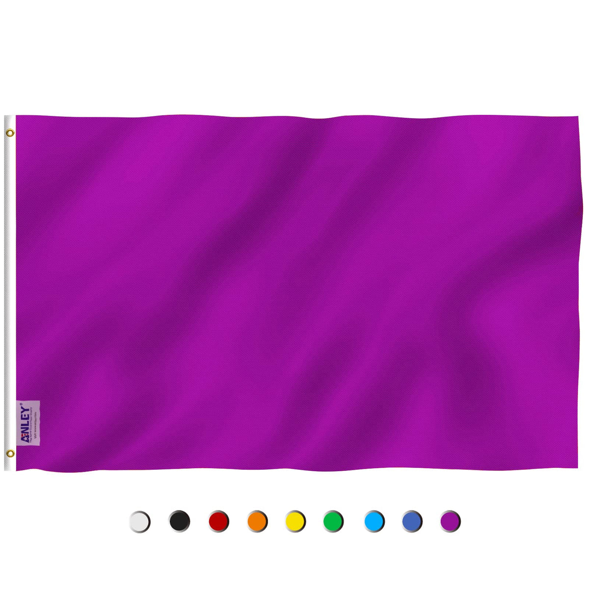 Anley Fly Breeze purple flag in garden display shows vivid purple color in mild wind.