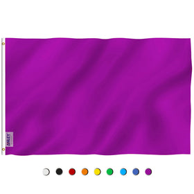 Anley Fly Breeze purple flag in garden display shows vivid purple color in mild wind.