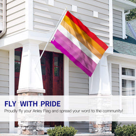 Anley Fly Breeze Sunset Flag showing brass grommets for easy hanging outdoors.