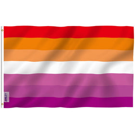 Anley Fly Breeze sunset flag with canvas header for sturdy outdoor display in low wind.
