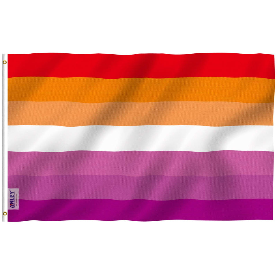 Anley Fly Breeze sunset flag with canvas header for sturdy outdoor display in low wind.