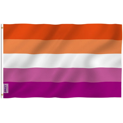 Anley Fly Breeze Sunset Pride Flag 3x5ft with vivid colors for outdoor display.