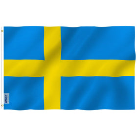 Anley Fly Breeze 3x5 Sweden flag with canvas header, ready for mild winds.