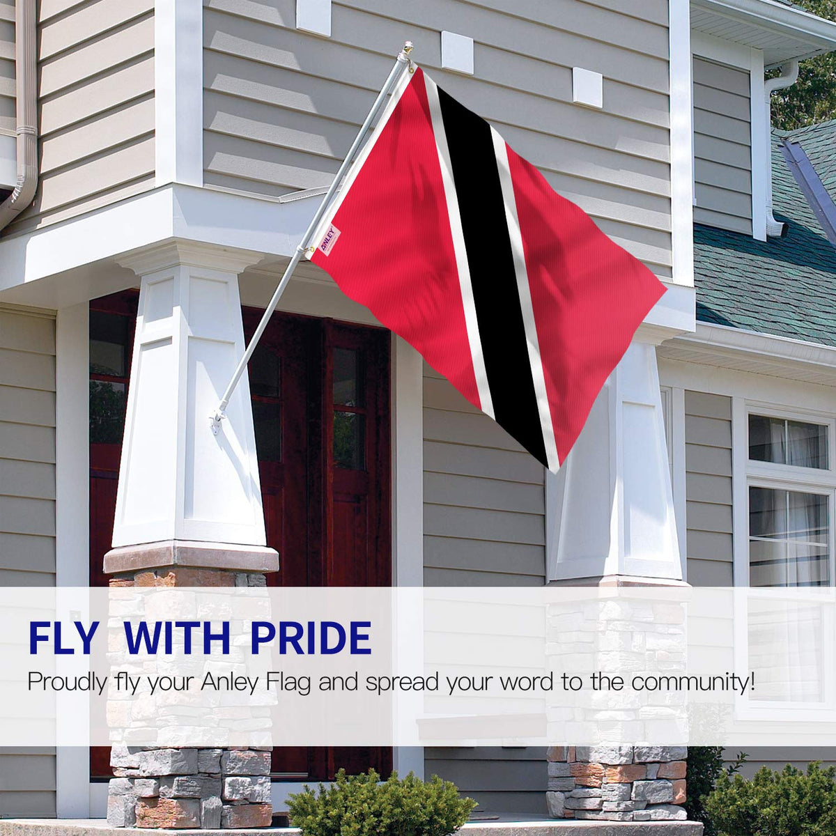 Anley Trinidad and Tobago flag close-up, bright print, fade-proof color for long outdoor use.