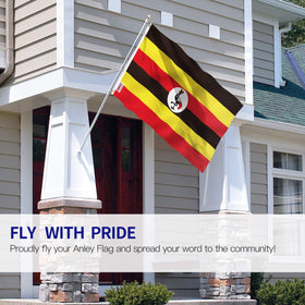 Anley Uganda flag with brass grommets ready for easy mounting on outdoor poles.